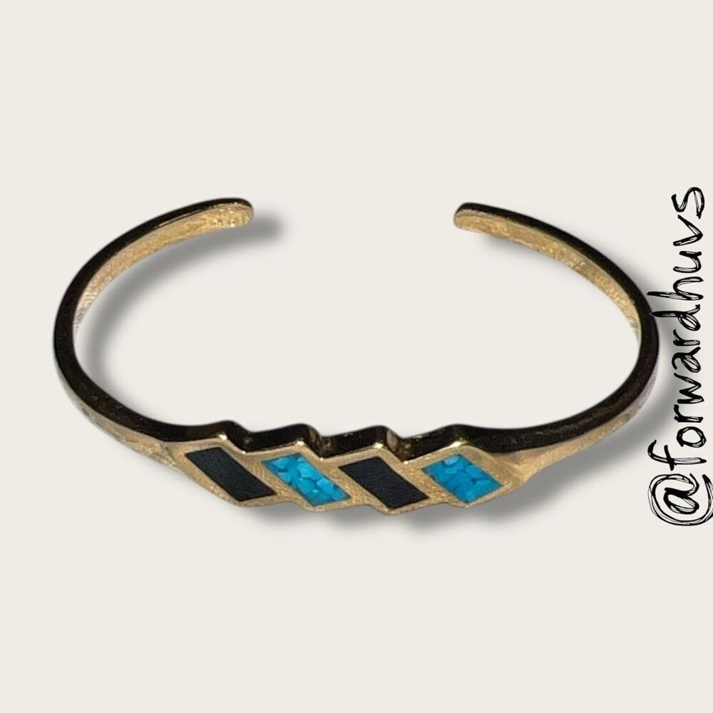 Southwest Style Casting On Parade Vintage Gold Tone Cuff Bracelet